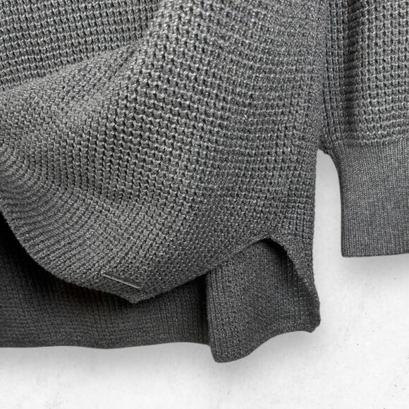 Michael Kors Women's L Oversized Waffleknit Cowl Sweater Charcoal Pullover - Picture 5 of 6